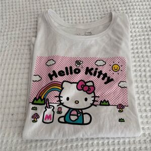 Hello Kitty White Tee with Pink and Blue Design